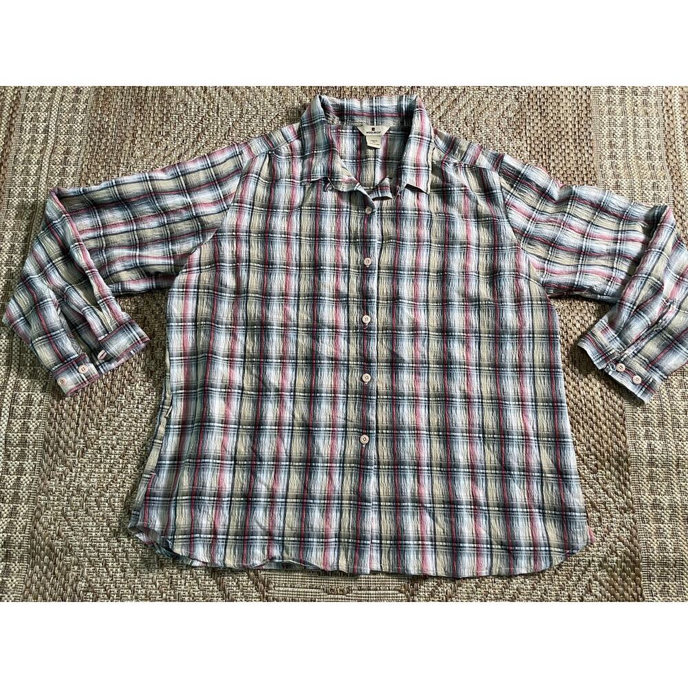 Woolrich earth tone multicolor plaid long sleeve blouse SZ 2XL casual top